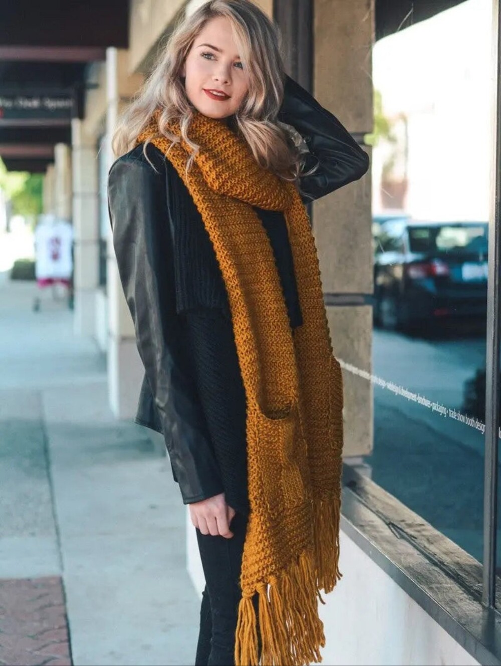 LETO COLLECTION Mustard Color with Pocket Detail & Fringe